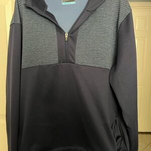 PGA Tour Men's Navy and Charcoal Zip-Up Sweater